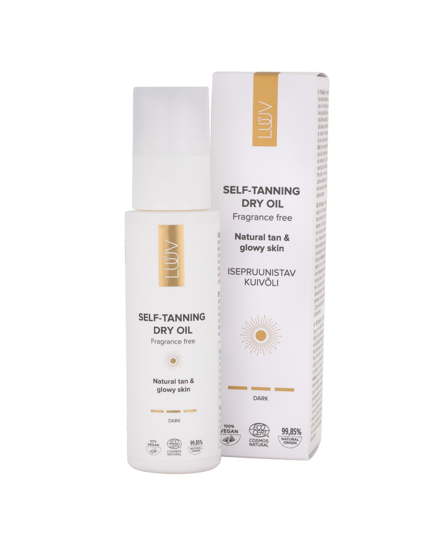 Natural Self Tanning Dry Oil COSMOS, 100ml - Fast-drying organic golden glow by LUUV.
+1