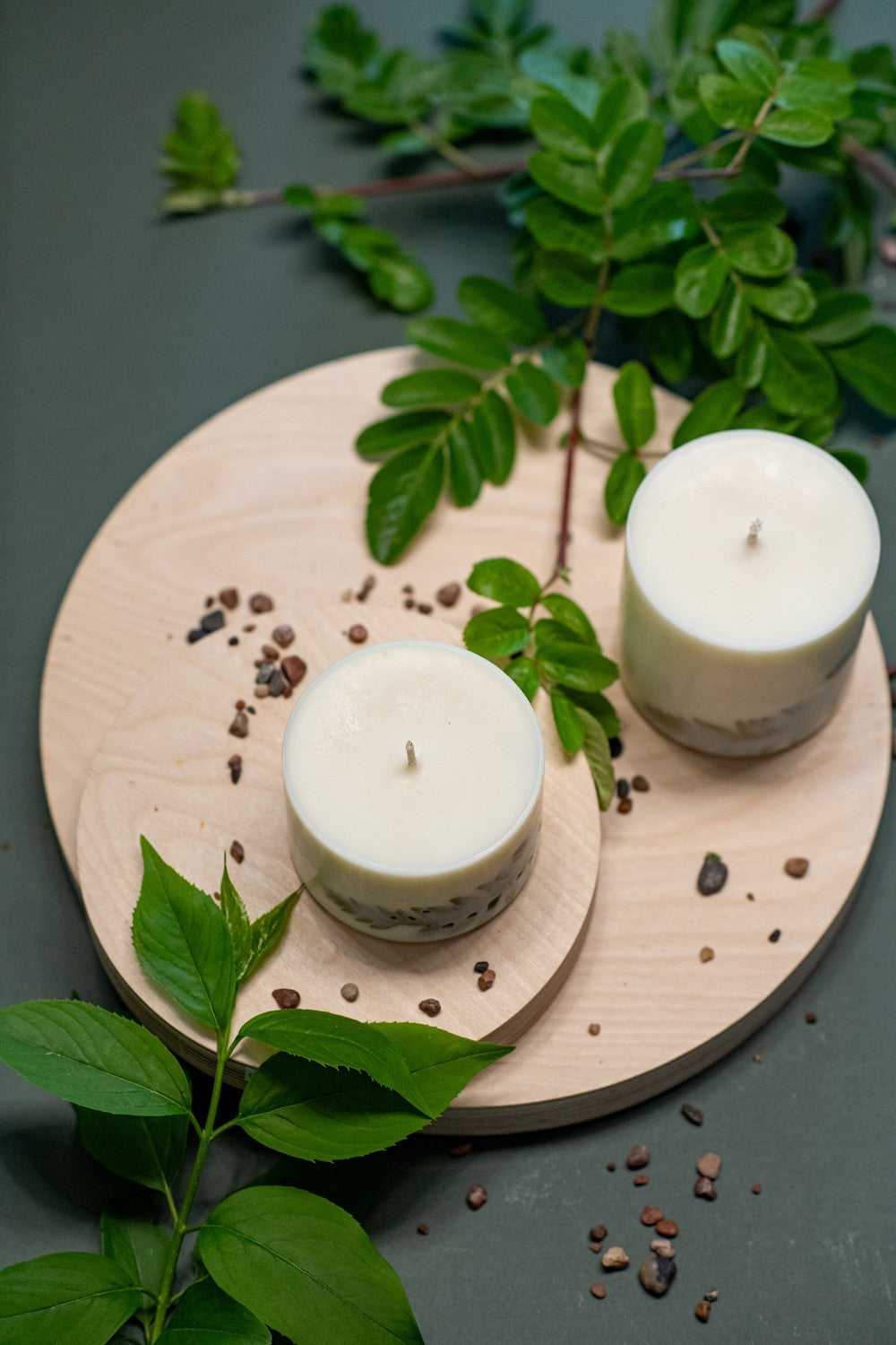 Lemongrass candle showing the transparency of the melted natural wax