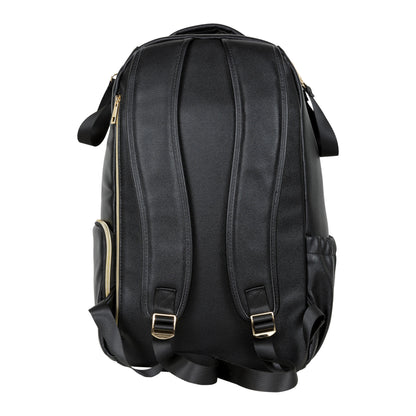 Rear view of the Espresso large backpack featuring the suitcase attachment strap