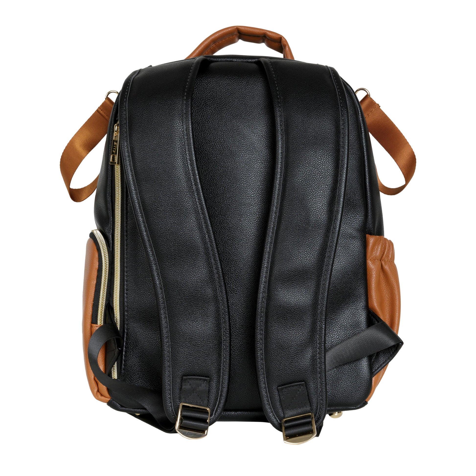 Rear view showing the breathable mesh back of the Black Coffee backpack