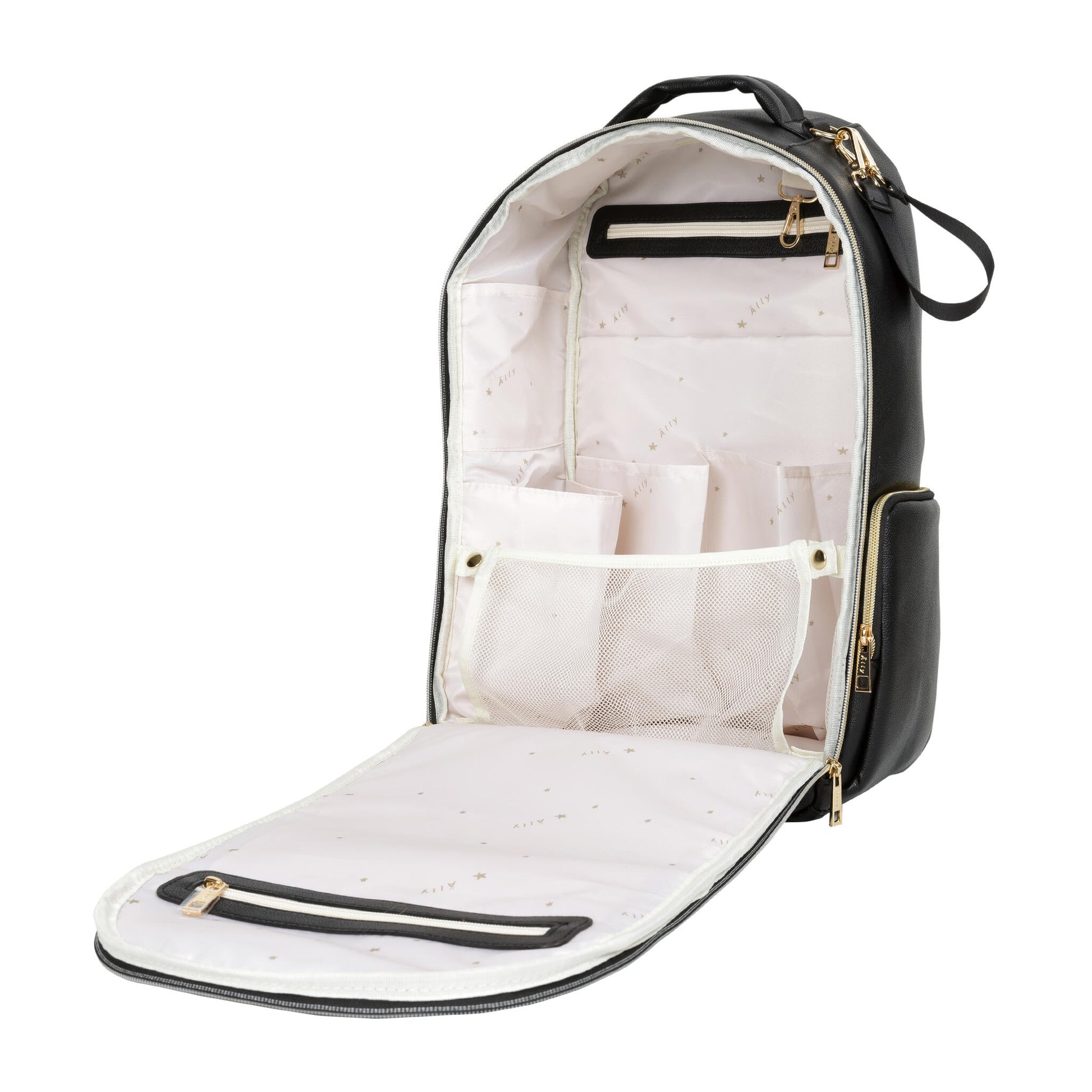 Spacious internal compartment of the Large Espresso backpack with laptop section