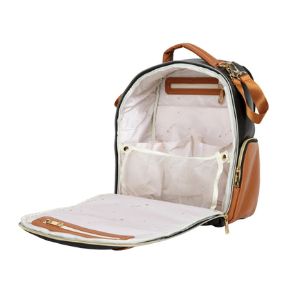 Interior view of the Small Black Coffee backpack with padded tablet sleeve