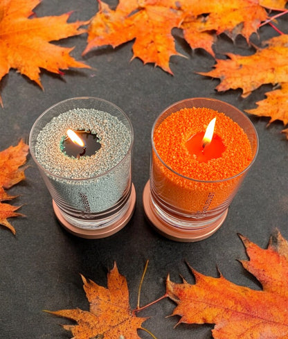 Lifestyle: decorative Orange powdered candle centerpiece 160g