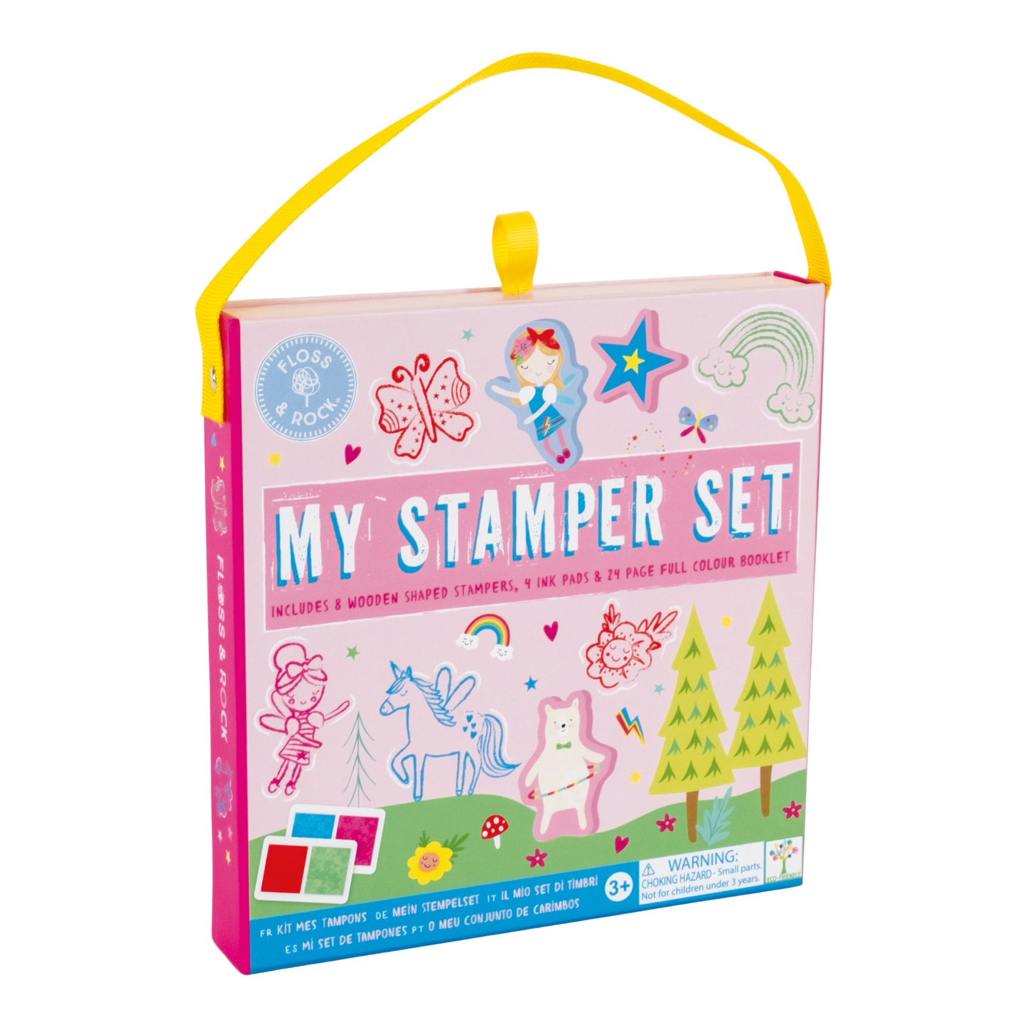 Floss and Rock My Stampler Set - Rainbow Fairy, creative arts and crafts kit for kids including themed stamps, ink pads, and stationery.