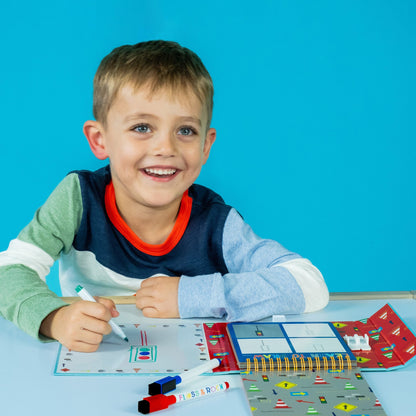Drawing child Floss and Rock Drawing Kit - Construction Site, creative arts and crafts kit for kids including themed stamps, ink pads, and stationery.