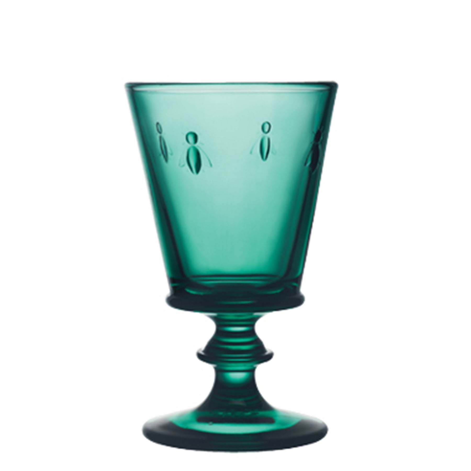 Deep emerald green La Rochere Bee Glass 220ml made of thick pressed glass
