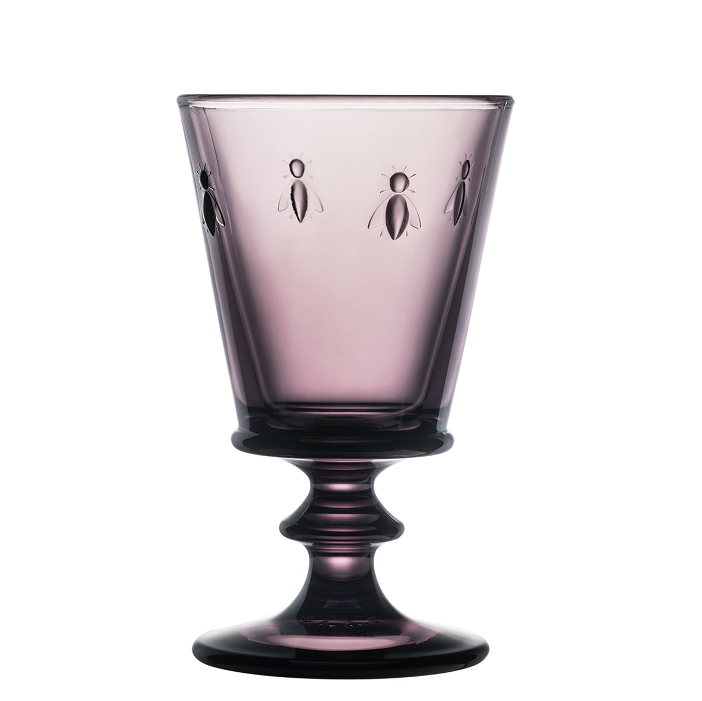 Rich eggplant purple La Rochere Bee Glass 220ml with signature embossed bees