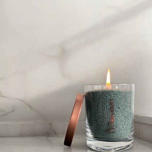 Emerald  unscented powder candle in premium glass container 160g 
