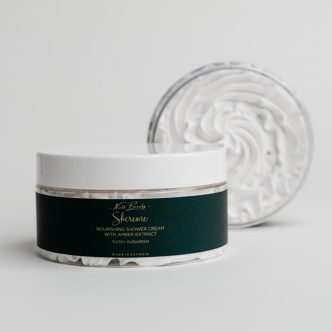 Close Up of Rich creamy lather of the natural shower cream by North Beauty