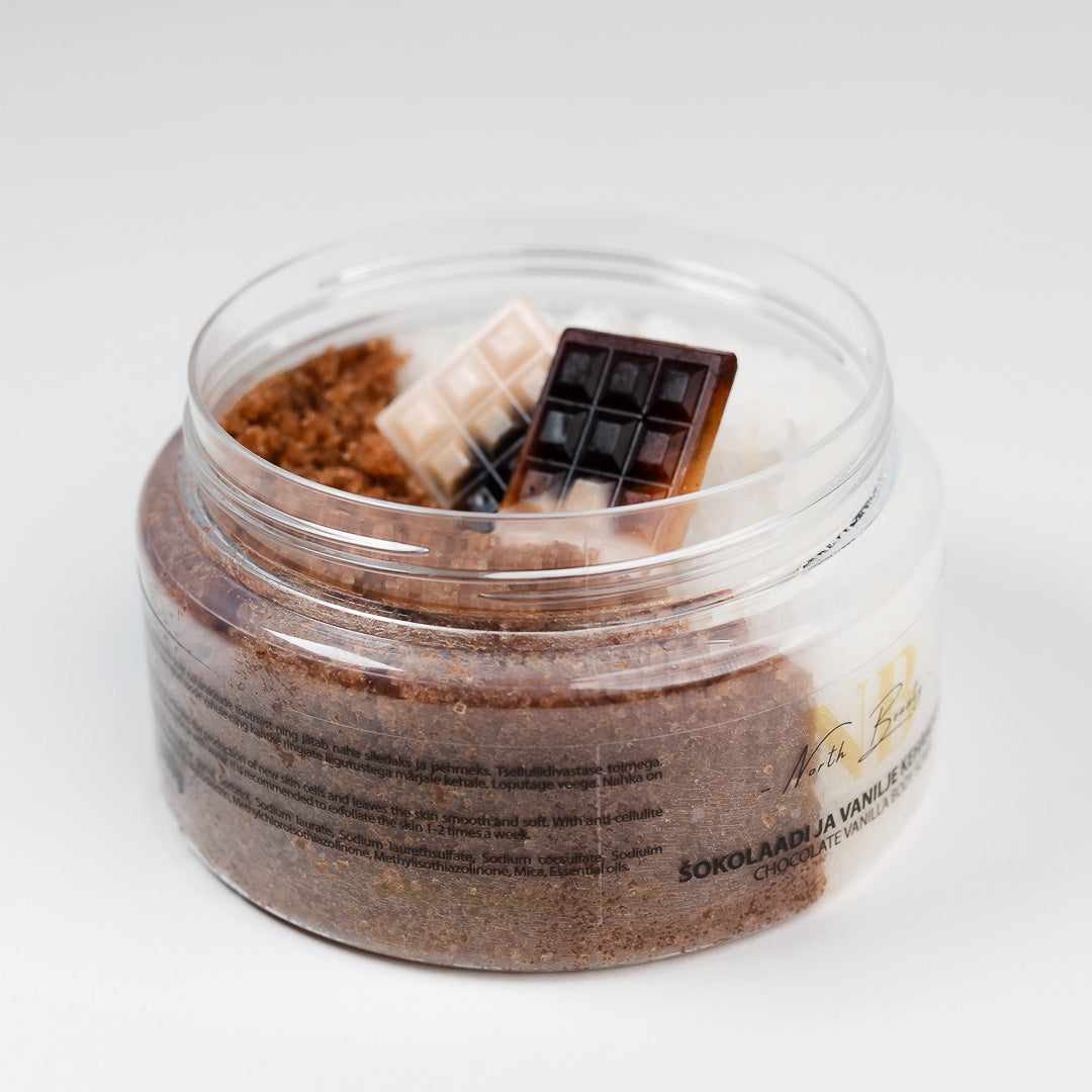 Close Up of North Beauty Chocolate and Vanilla Body Scrub - Natural exfoliating treatment