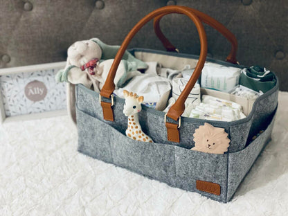 Grey Diaper Caddy Organizer