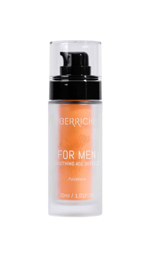 Front view of the black Berrichi FOR MEN cream bottle