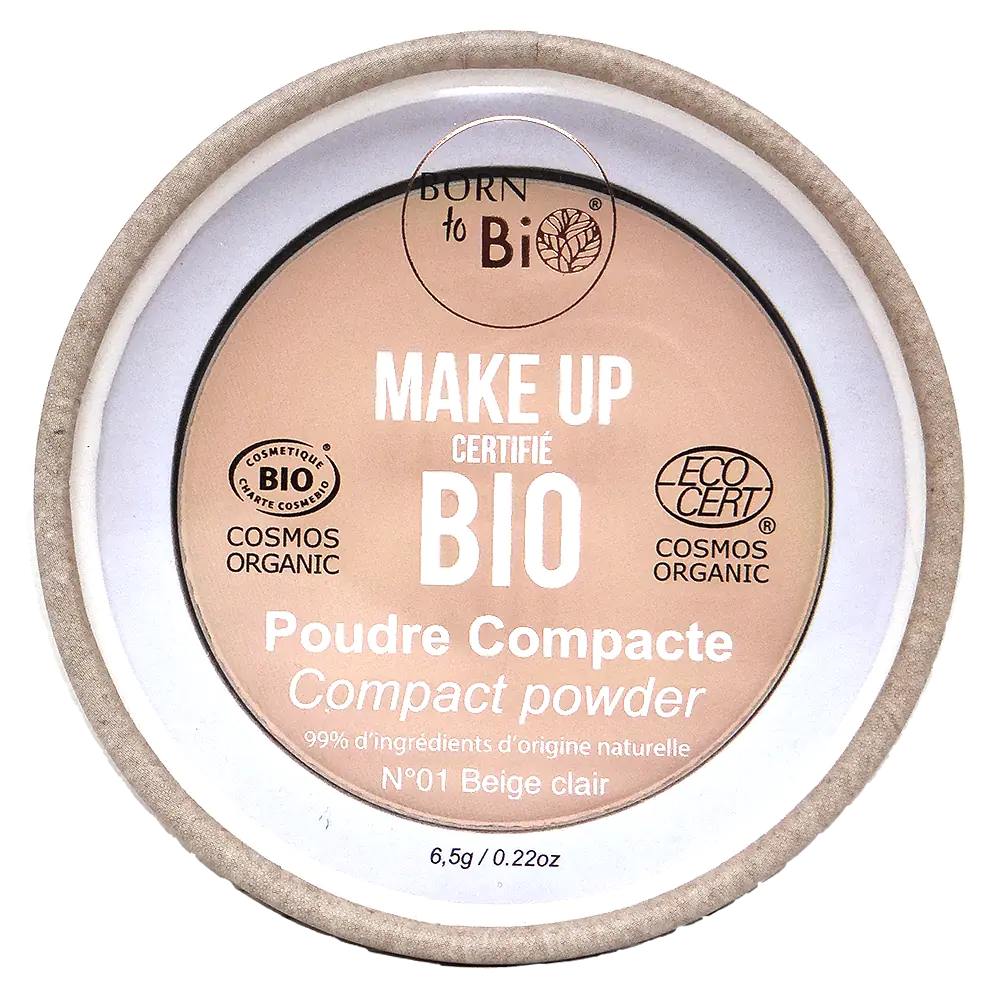 Born to Bio Organic Compact Powder - Matte Finish Skin Balancing Makeup Light Beige