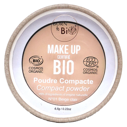 Born to Bio Organic Compact Powder - Matte Finish Skin Balancing Makeup Light Beige