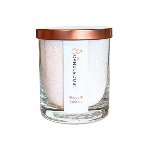 Powdered candle in glass 160g with natural vegetable wax - Rhubarb Sparkle 