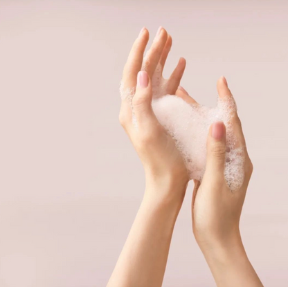 Airy cleansing foam bubbles texture detail close up