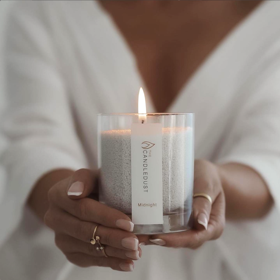 Artisanal powdered candle in glass for cozy home atmosphere - Midnight 160g