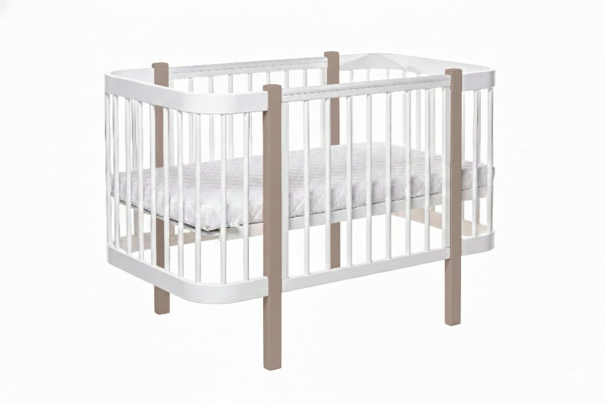 Eco-friendly and non-toxic cappuccino wooden crib for newborns by KOTTO