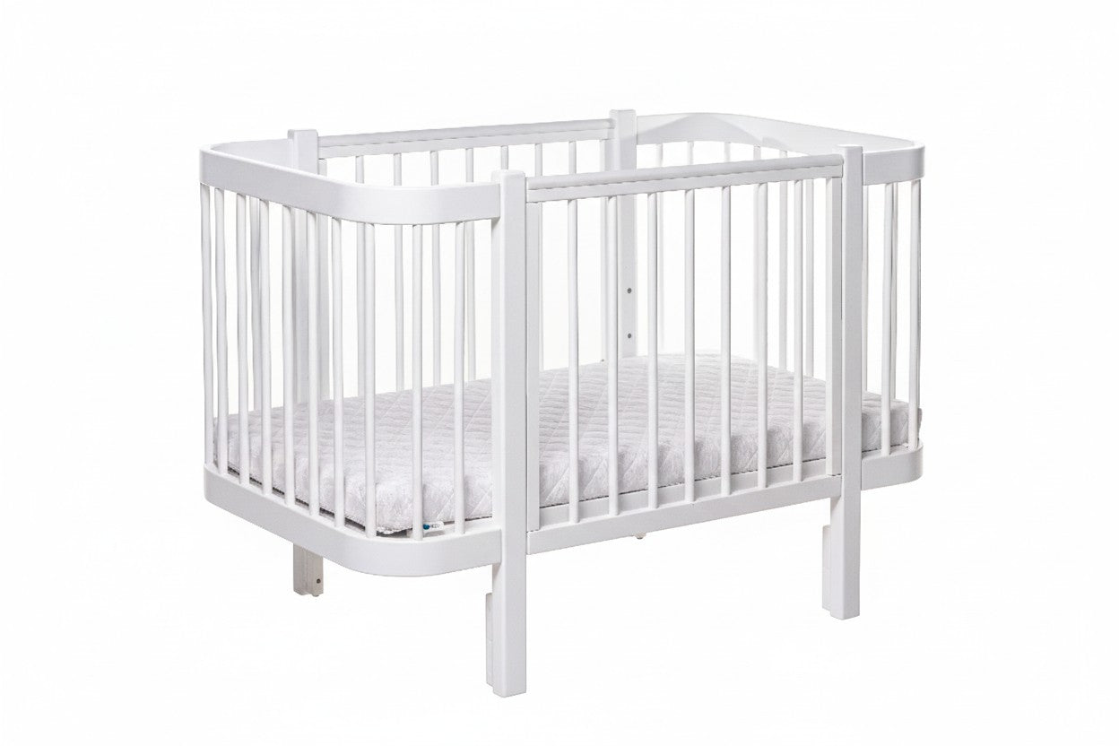 Complete KOTTO nursery set: Elin classic white baby crib with ergonomic mattress - First level -