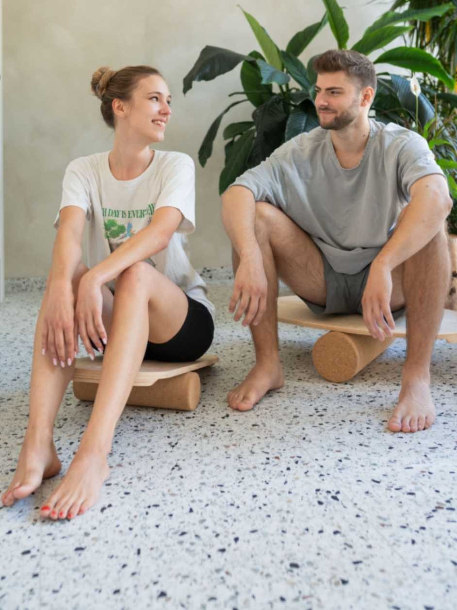 Round Balance Board With Exercise Roll - No Logo