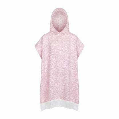 Front View of Soft bamboo baby bath poncho in Rose for toddlers- Rose