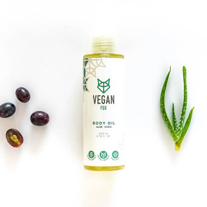 Vegan Fox Aloe Vera Body Oil, 200 ml natural body oil for skin elasticity and glow - That Green Store