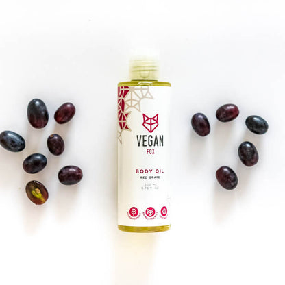 Vegan Fox Red Grape Body Oil, 200 ml natural body oil for skin elasticity and glow - That Green Store