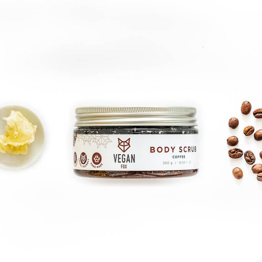 Vegan Fox Coffee Body Scrub, 300 g natural exfoliating body scrub for smooth skin - That Green Store
