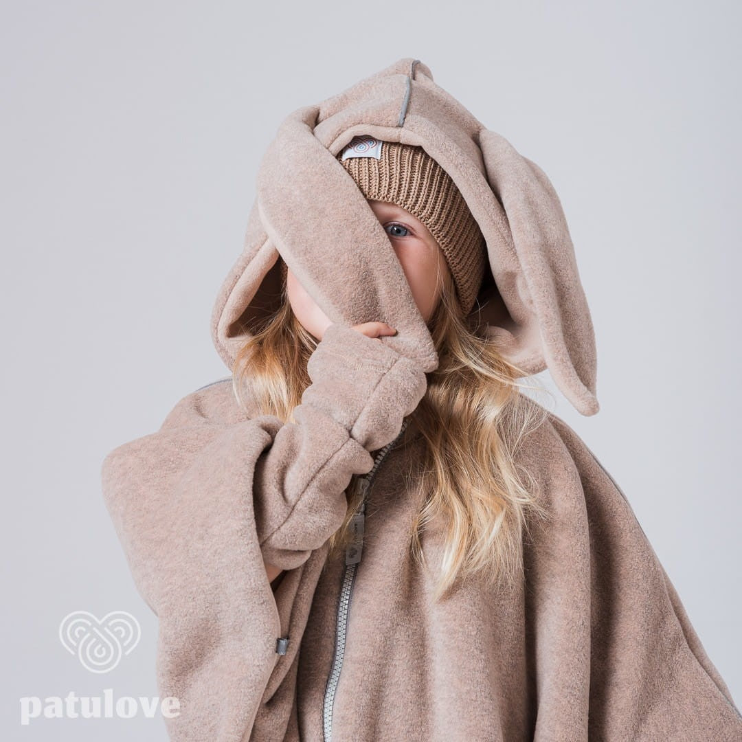 Soft and warm fabric poncho for autumn walks - Bunny