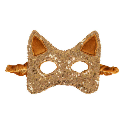 Close-up of the shimmering gold sequins and soft velour ears