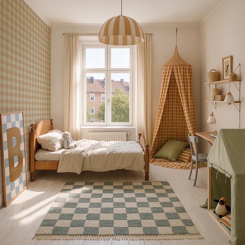 Check Brown Green Wallpaper