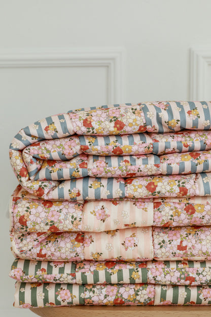 Summer Garden vibrant floral patchwork pattern on premium cotton
