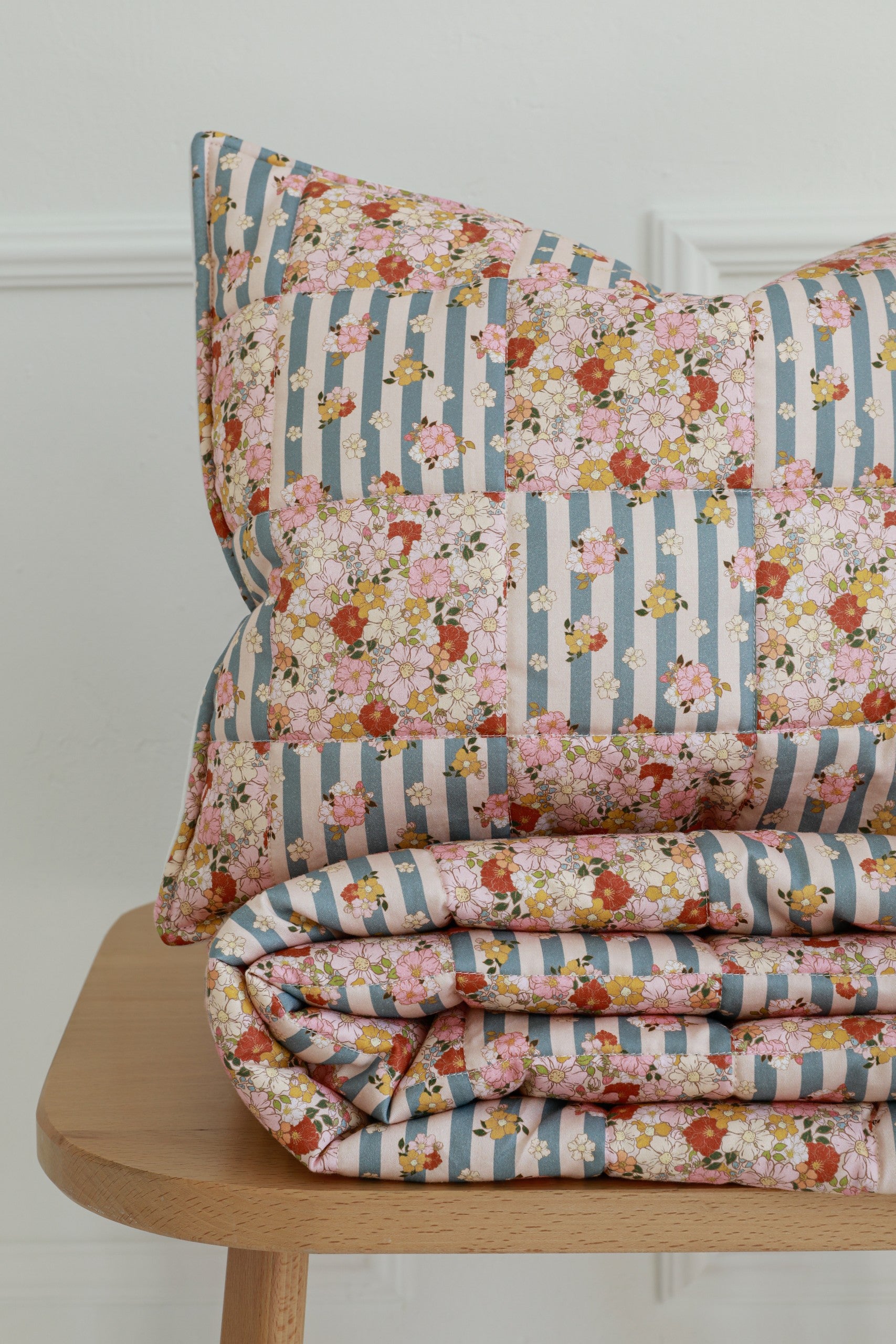 Handmade quilted patchwork set: Summer Garden floral design by Moi Mili