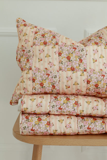 Moi Mili Spring Garden Patchwork Set - Quilted cotton blanket and pillow