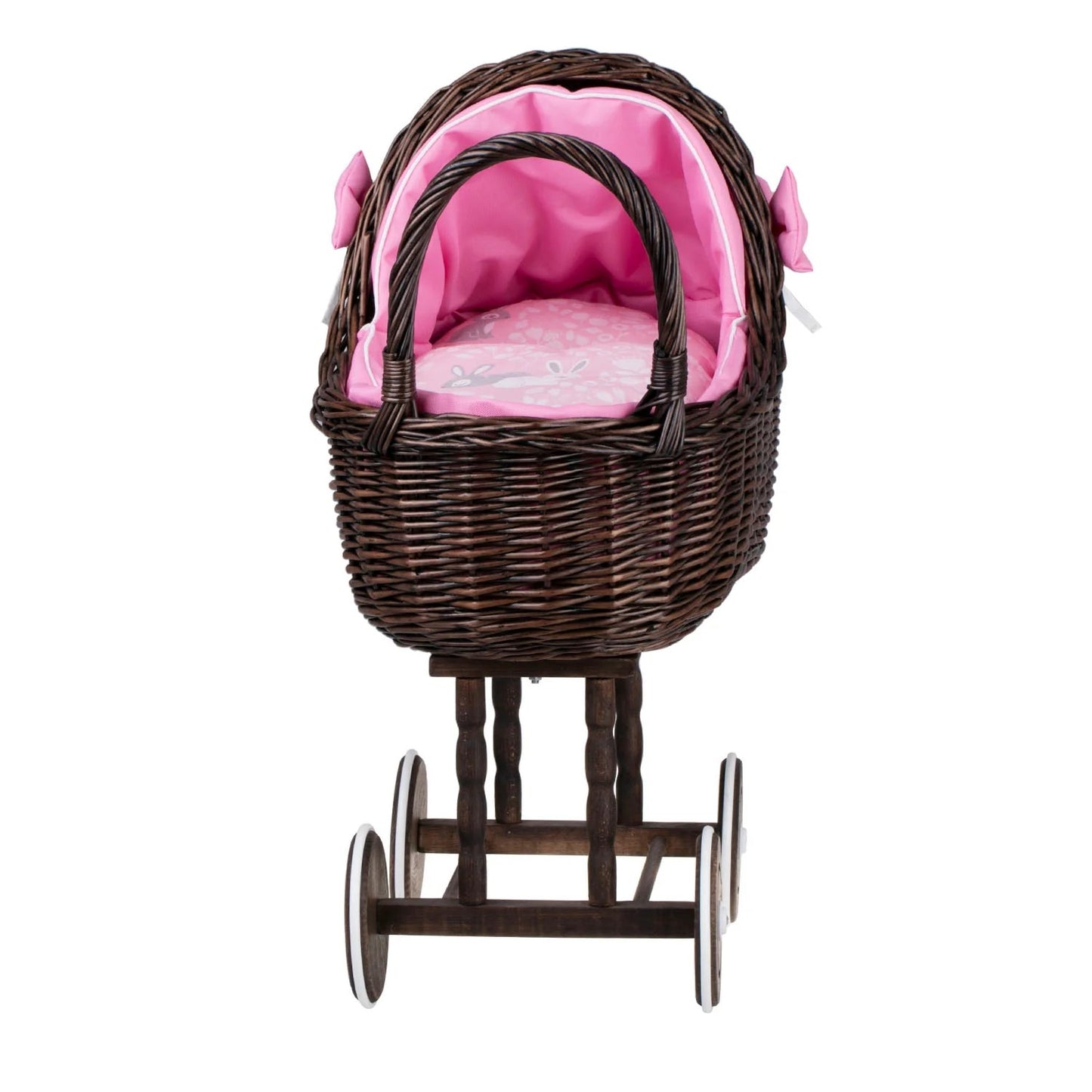 Montessori style dark wicker doll stroller gift idea