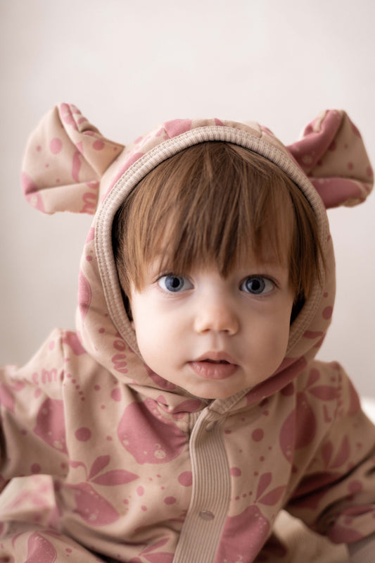 Eared Jumpsuit for Babies and Kids - Beige Lemons