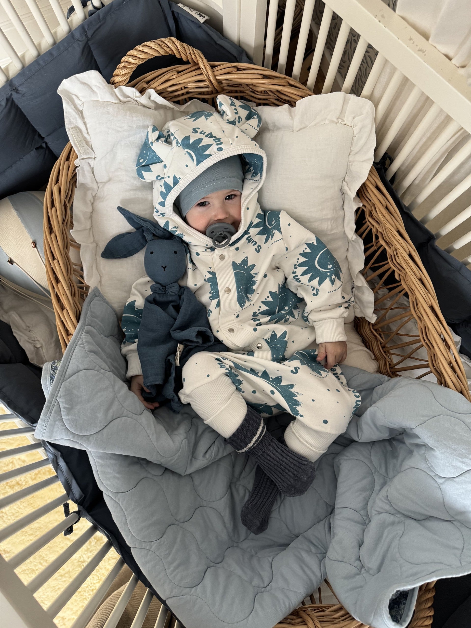 Eared Jumpsuit for Babies and Kids - Ecru Suns