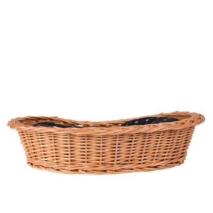 Enovia Natural Wicker Dog Bed With Black Cushion, 75x57 cm