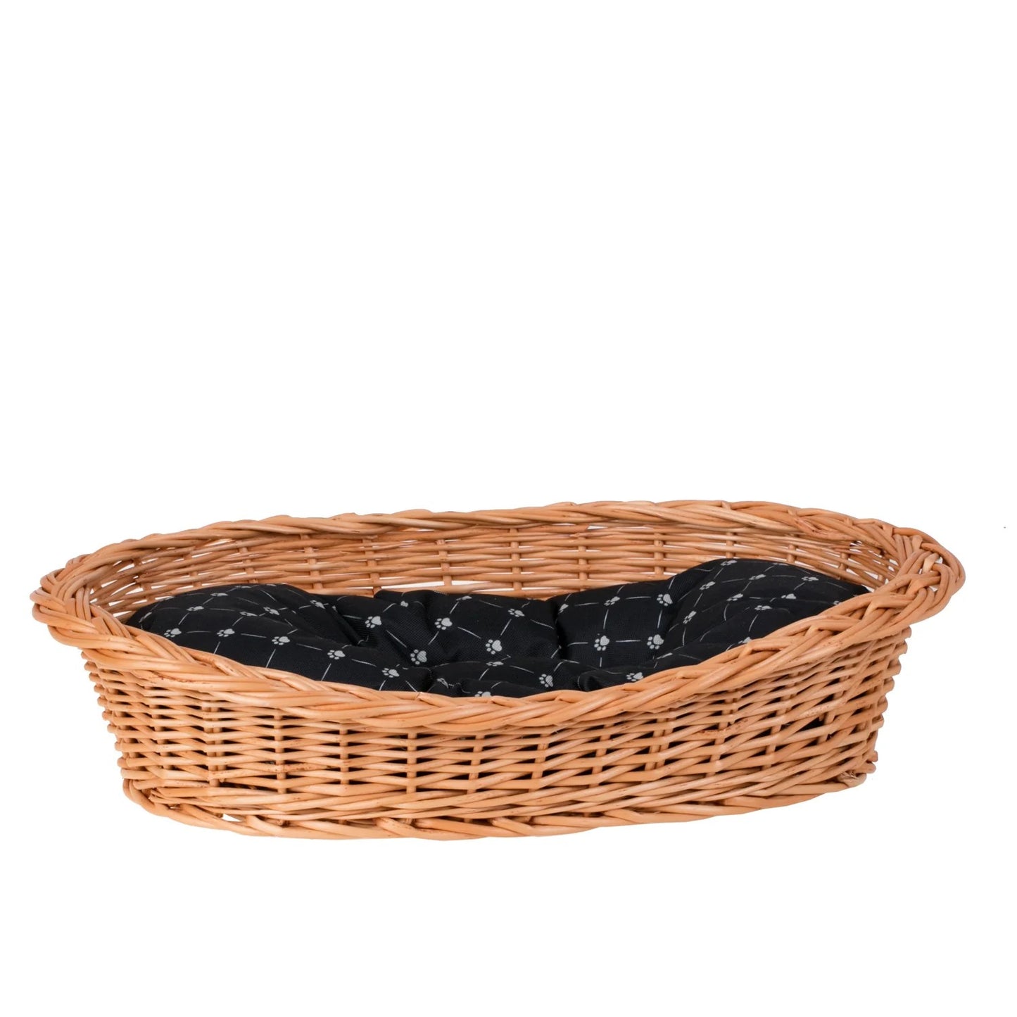 Enovia Natural Wicker Dog Bed With Black Cushion, 65x46 cm