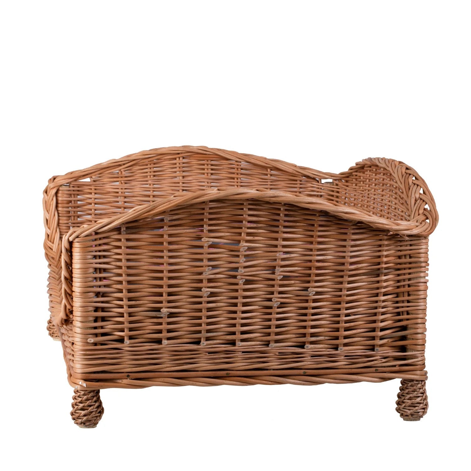 Erivia Wicker Pet Basket With Gray And Pink Cushion, 54x32 cm