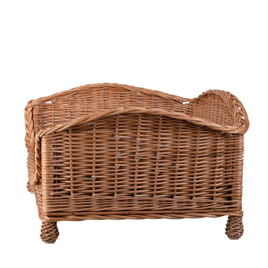 Erivia Wicker Pet Basket With Gray And Pink Cushion, 54x32 cm