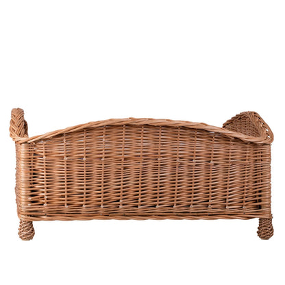 Erivia Wicker Pet Basket With Gray And Black Cushion, 54x32 cm