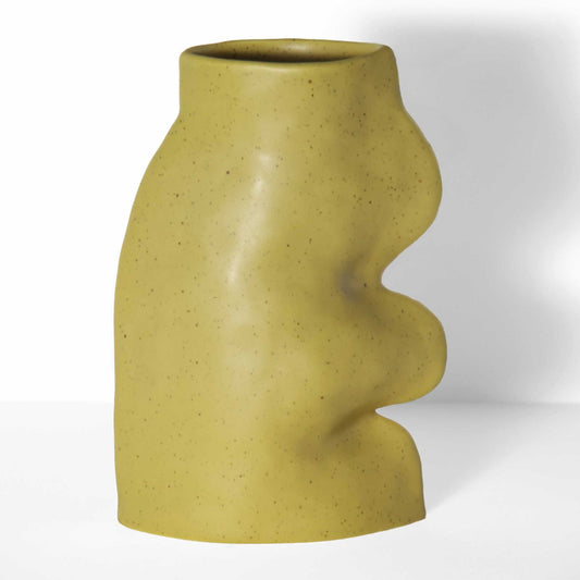 Handmade Fluxo ceramic vase in Pistachio with a unique gradient finish, crafted in Portugal. Contemporary sustainable home decor on That Green Store.