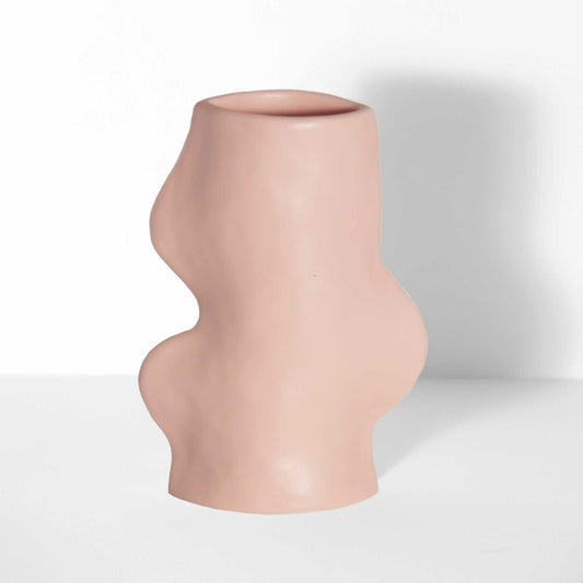 Handmade Fluxo ceramic vase in Pink with a unique gradient finish, crafted in Portugal. Contemporary sustainable home decor on That Green Store.