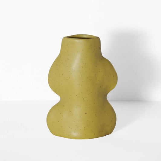 Handmade Fluxo ceramic vase in Pistachio with a unique gradient finish, crafted in Portugal. Contemporary sustainable home decor on That Green Store.