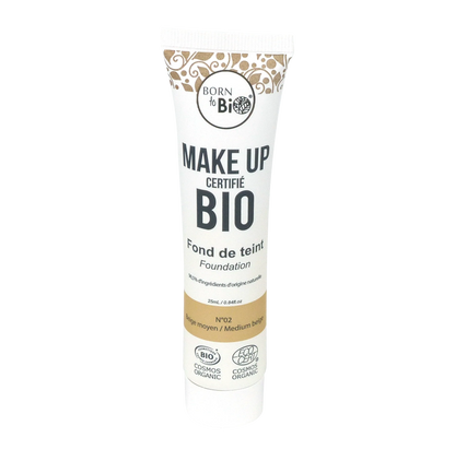 Born to Bio Organic Foundation - Breathable Natural Coverage - Bio-certified - Medium Beige