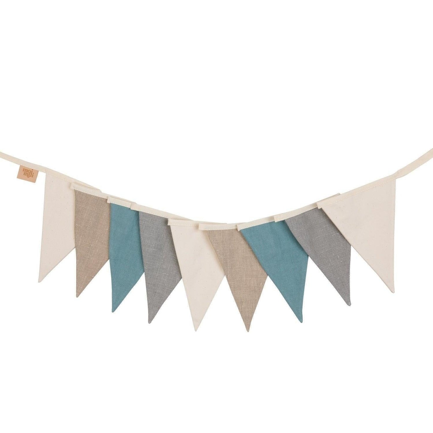 Moi Mili Cream, Grey and Teal Garland - Triple-color linen flags
