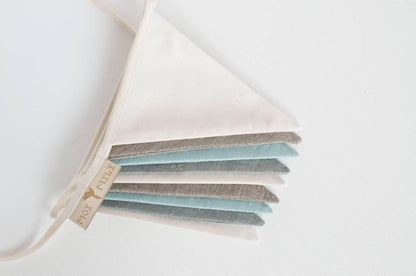 Handmade in Poland: Cream, Grey and Teal linen decorative banner