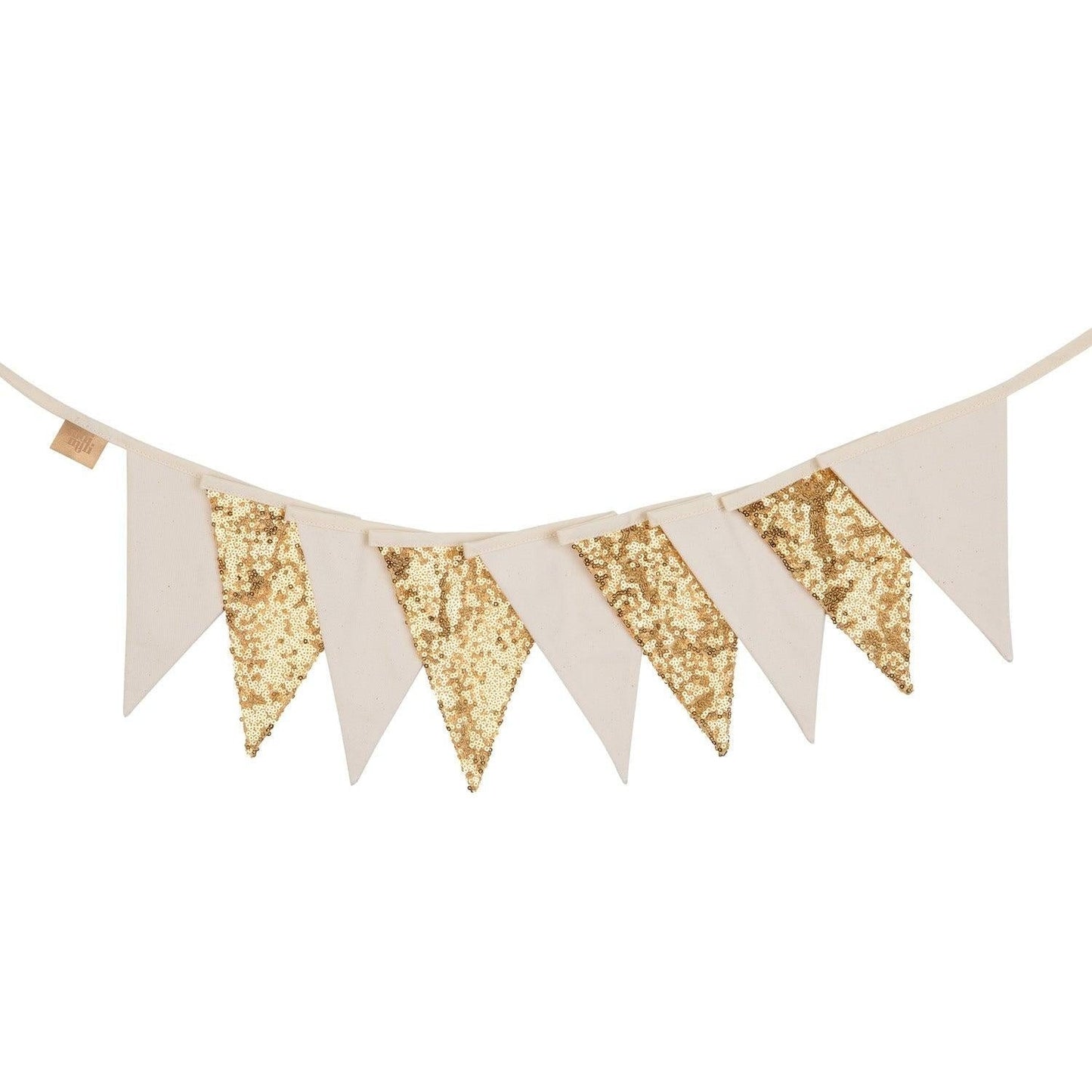 Moi Mili Gold and Beige Sequin Garland - Decorative hanging bunting with shimmering discs