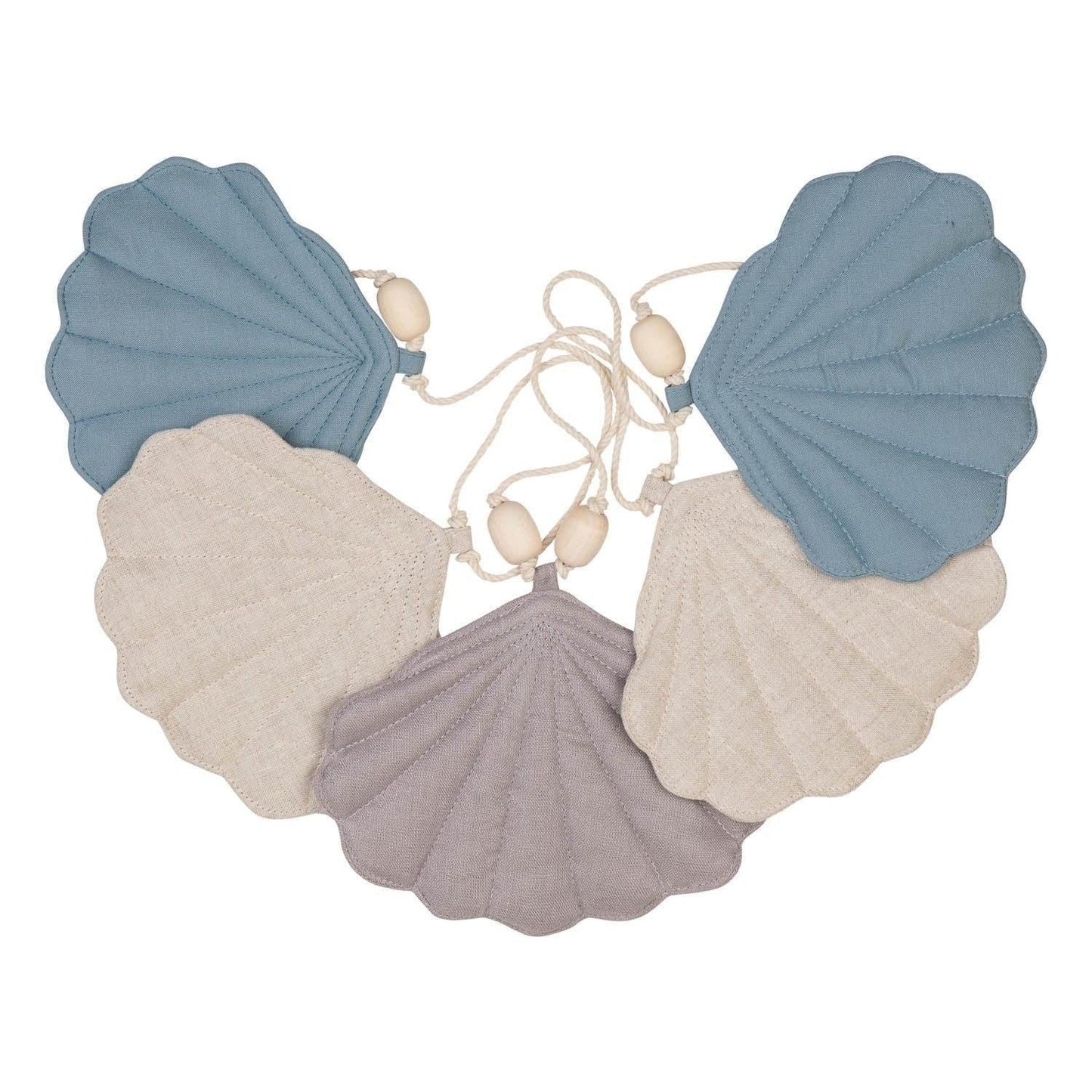 Moi Mili Dusty Blue Shell Garland - Muted blue vegan velvet hanging bunting
